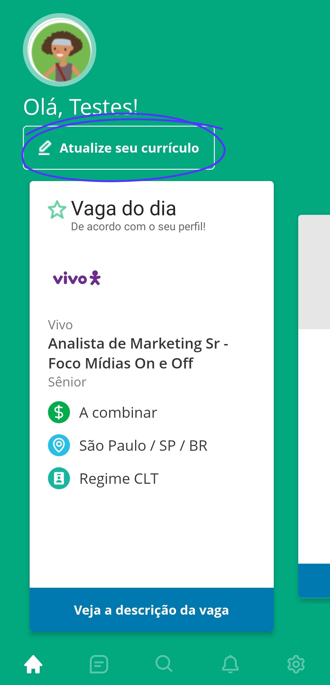 Atualizar CV App Vagas