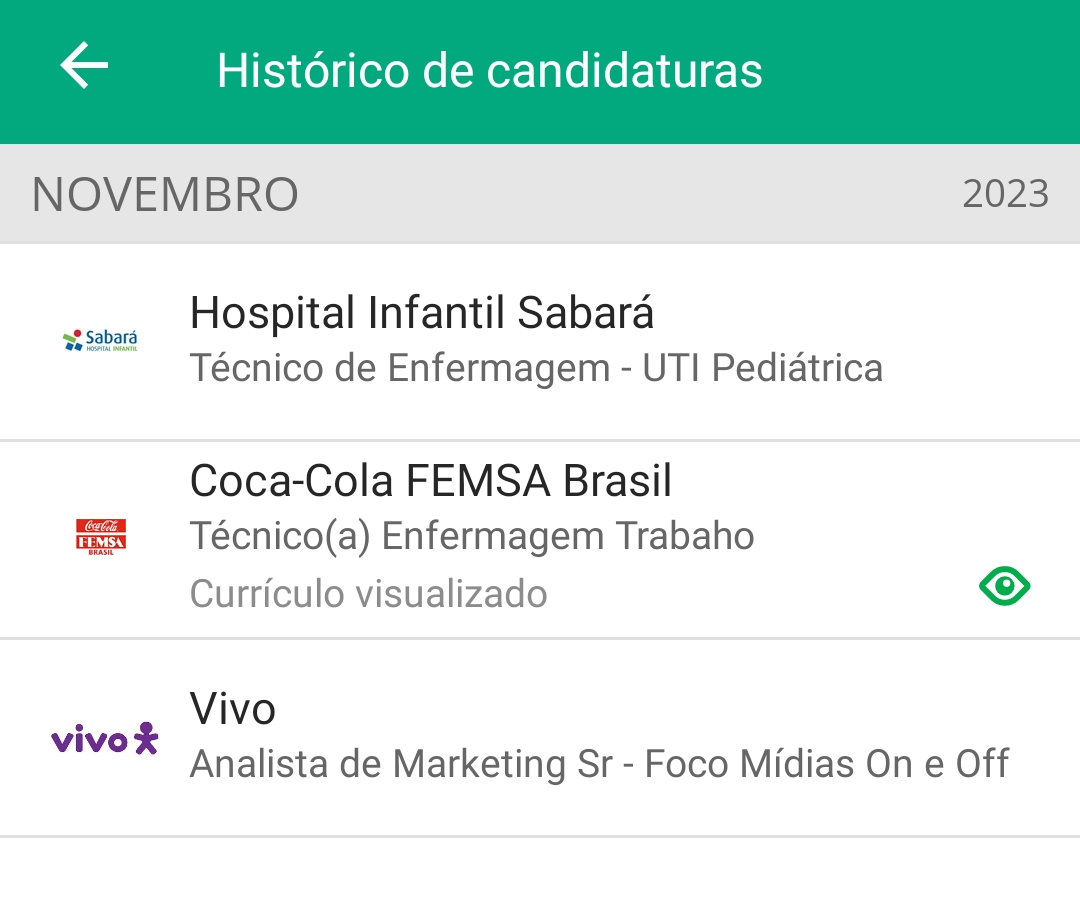 Histórico App Vagas