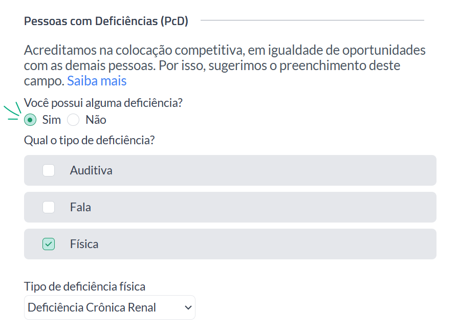 Incluir informações PcD Vagas.com