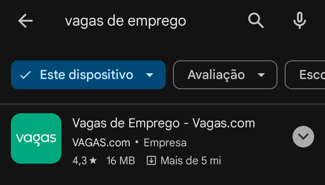 Buscar App Vagas Store