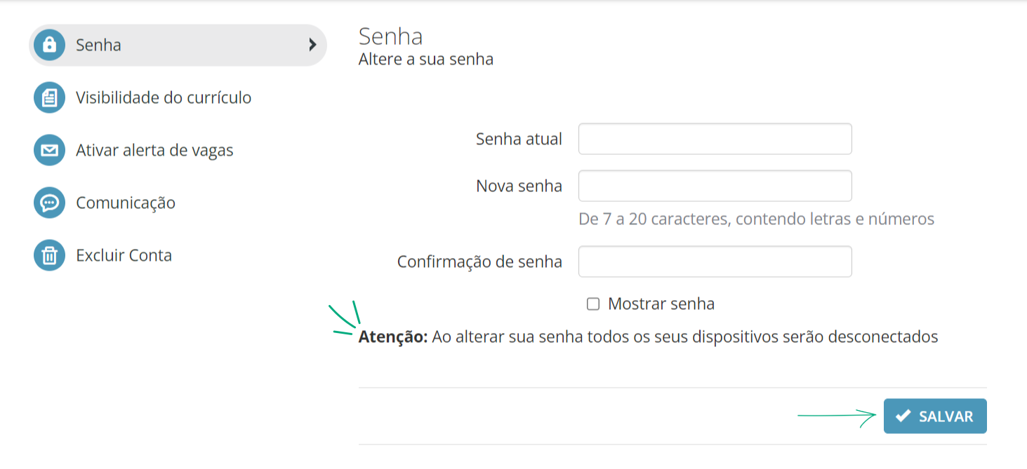 Alterar Senha Vagas.com