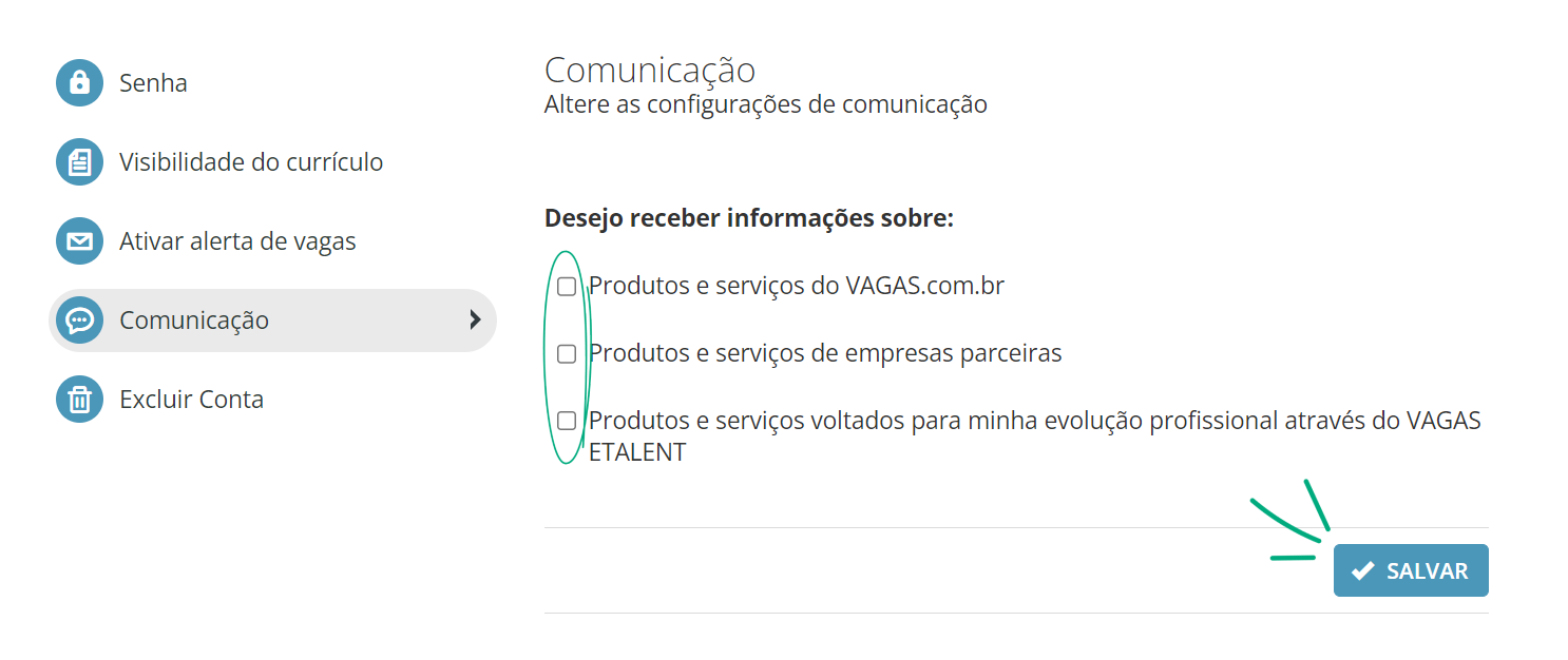 Cancelar Comunicação Vagas